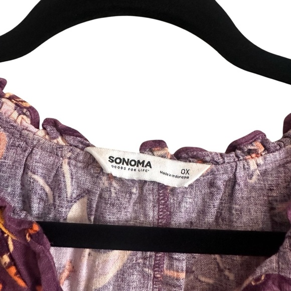 Sonoma Plum Purple Golden Floral Linen Blend Sleeveless Shift Dress Size 0X - Picture 6 of 7